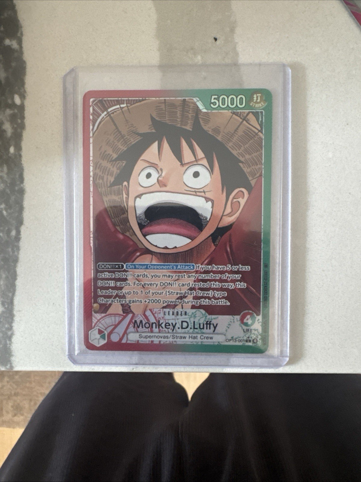 Monkey.D.Luffy (arte alternativo) OP13-001 llevando en su voluntad lámina de una pieza casi nueva