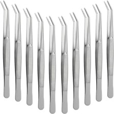 oson Stainl Steel Tweezers for Crafting with Curved Serrated Tip