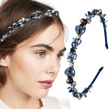 Sparkling Blue Rhinestone Headbands for Women - Elegant Hair Accessories