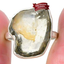 Libyan Glass Stone Solid Silver Cluster Handmade Anniversary Ring Jewelry Size 7