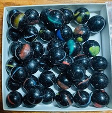 Vintage Black Panther Marble lot of 41 - Colorful Swirl Yellow Orange Red Blue