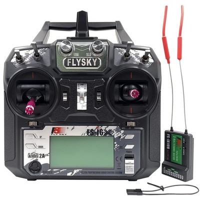 FLYSKY FS-i6X 10CH 2.4GHz RC Transmitter Controller 7.48 inches, Black 