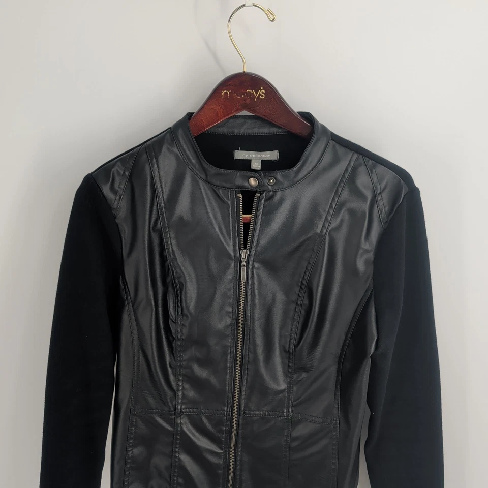 Chaqueta de motociclista moderna con cremallera negra talla M de la colección NY Outfitters de cuero Foto 2 de 4