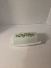 Vintage Pyrex Green Spring Blossom Crazy Daisy 7 inch Butter Dish w/Lid USA