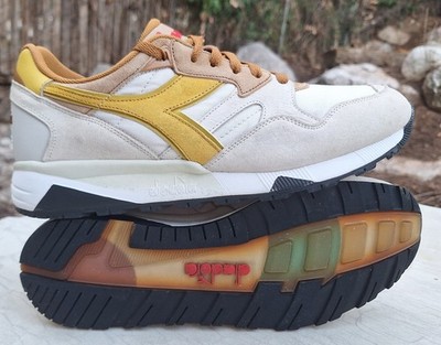 Nice Mens Diadora Overland White Tan Yellow Athletic Sneakers Size 9.5
