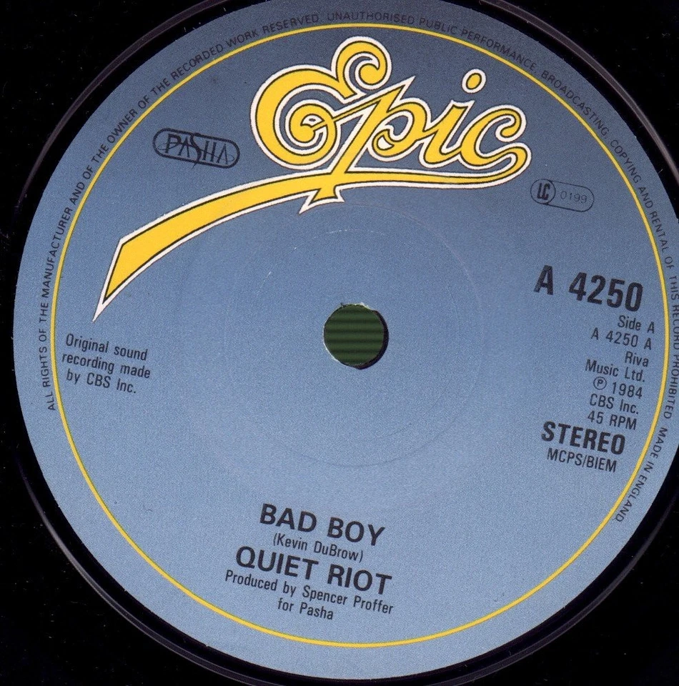 Quiet Riot Bad Boy 7" vinyl UK Epic 1984 in picture sleeve A4250 - Image 3 of 4