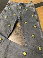 JEANS DONNA ZARA SLIM LUNGHEZZA INTERA RICAMATO FLOREALE 2