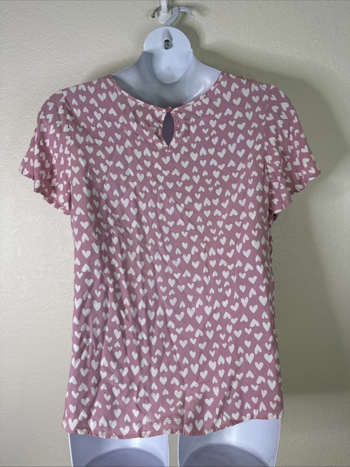 Top de manga corta Como negro para mujer talla grande 1X lila púrpura corazón Foto 4 de 4