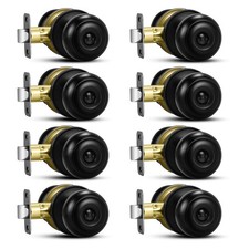 8-Pack Matte Black Interior Door Knobs Round Ball Privacy Knobs with Lock