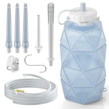 Collapsible Silicone Enema Bag Bottle Kit with 5.3ft Enima Hose, 5 Enema Tips...