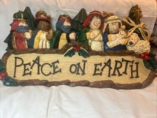 Christmas Nativity 3 Kings Baby Jesus Peace On Earth Wall Hang Decoration Sign