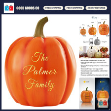 Personalized Light Up Halloween Pumpkin Decor - Custom Text - XL Resin Fall Deco