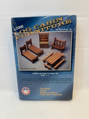 #ad Vintage Dura Craft 9pc Log Cabin Dollhouse Furniture Kit 1999: LO300 USA New $18.00