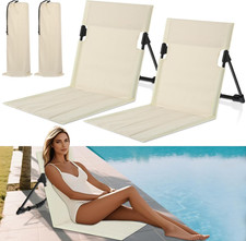 2 Pcs Foldable Pool Chairs - Durable Aluminum Flip Lounge Seats for Beach, Campi