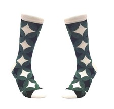 Green Avocado Colored Geometric Patterned Socks Adult Large 