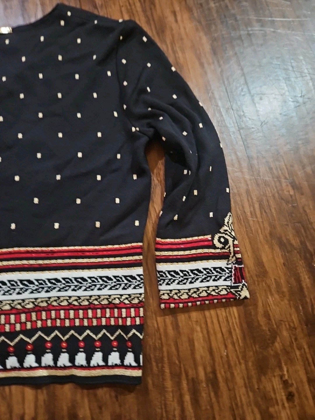 St John knits Rare. Black With Beautiful Colorful Embellishments. Size Medium image 8