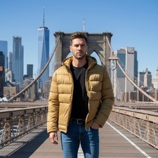 Cole Haan Signature Men's Hooded Nylon Puffer Jacket XXL Sand NWT