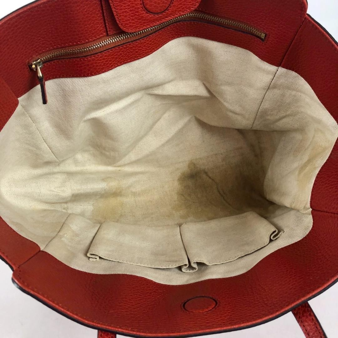 GUCCI Red Leather Swing Tote Bag Women Authentic Used thumbnail 6