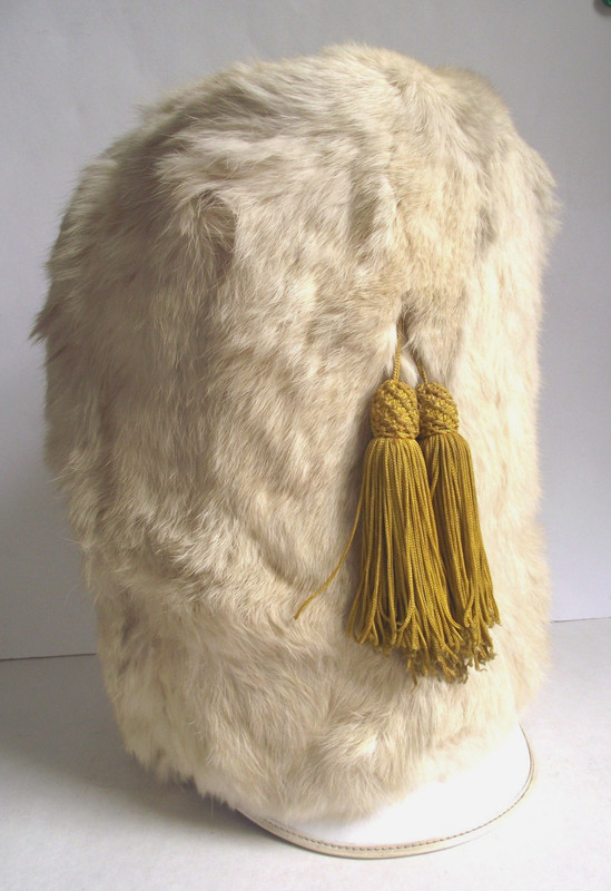 VTG 1950 DRUM MAJOR UNIVERSITY SCHOOL MARCHING BAND RABBIT FUR BUSBY HAT UNIFORM