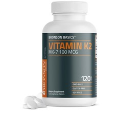 Bronson Vitamin K2 MK-7 100 MCG, as MK7 Menaquinone, 120 Count Pack of 1 