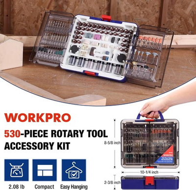 #ad WORKPRO 530PCS Dremel Rotary Tool Accessories Kit Grinding Sanding Polishing Set $26.99