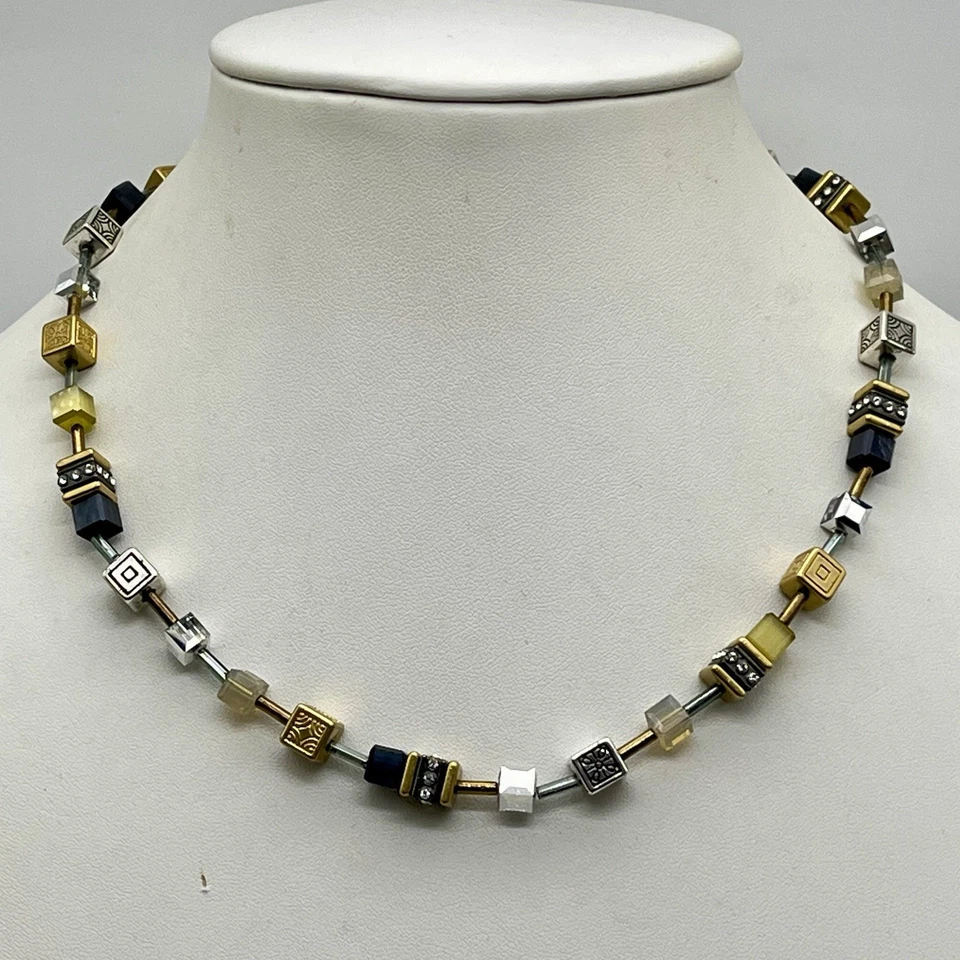 Brighton Silent Code Necklace Square Beads Puffy Heart Hang Tag 16" - Image 2 of 4