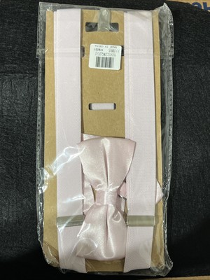 Men s Adjustable Pink Suspenders & Bow Tie Set 47   - New  