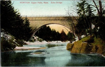 Vintage Newton Upper Falls Echo Bridge Massachusetts Postcard