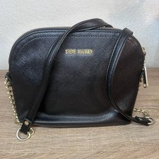 Steve Madden Black Crossbody Bag, Gold Hardware, Zip, Detachable Strap, Pockets