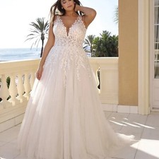 Boned Bodice Leaves Wedding Gown Lace Bridal Dress Custom made 2-28w Plus size