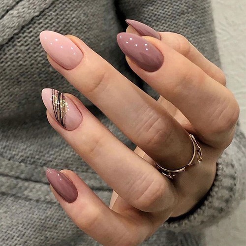 Full Cover Artificial Nail Tips Wearable Fake Nails Oval Head False Nails