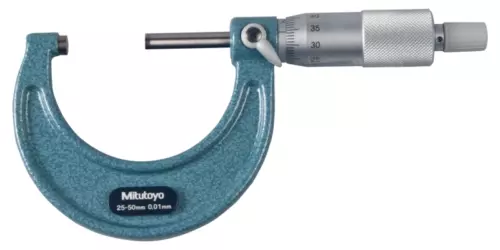 Mitutoyo 103-138 Outside Micrometer, Baked-enamel Finish,25-50mm Range, 0.01mm