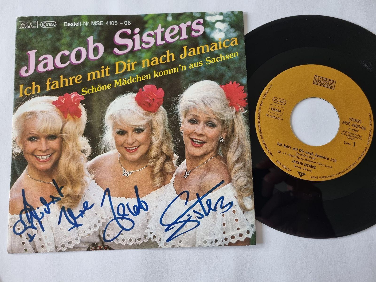 7"" Single Jacob Sisters - Ich fahre mit Dir nach Jamaica Vinyl Germany SIGNIERT!