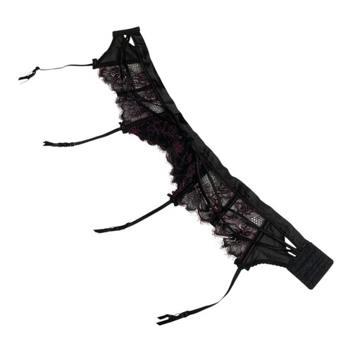 Honey Birdette Madame Suspender Belt Size 10 / S Black & Red Lace Back Closure - Picture 9 of 12
