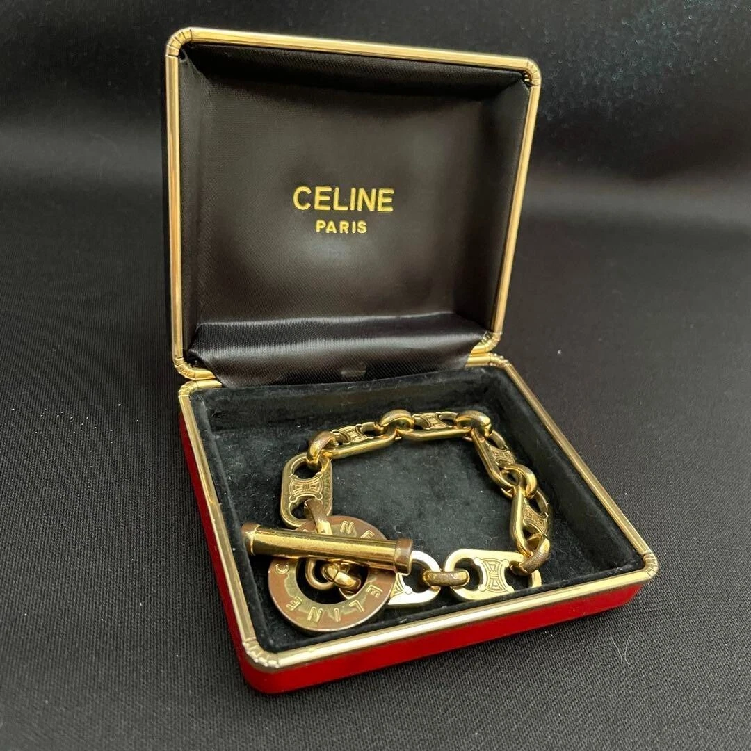CELINE Bracelet Triomphe Circle Ring Macadam Gold Old Celine Accessories France