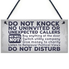 Do Not Knock Polite Notice No Cold Callers Sales People Hanging Plaque Sign Gift
