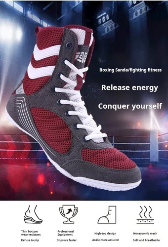 Indoor Men Boxing Sneakers Professional Wrestling Shoes Combat Racing Boots - Picture 13 of 25