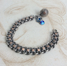 Bracelet Ancien Argent et Plaqué Or à Breloque et médailles Milieu XIXème