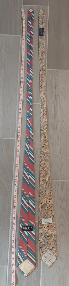 ЛОТ из 2 дизайнерских мужских шелковых галстуков Liberty of London сделано в США и Англии в полоску - Изображение 4 из 4