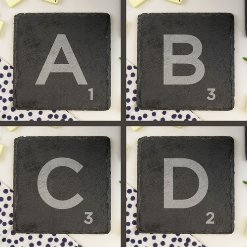 Individual Scrabble Letra Azulejos Pizarra Montañas posavasadas Regalo Alfabeto Nombres Corazón - Imagen 2 de 10