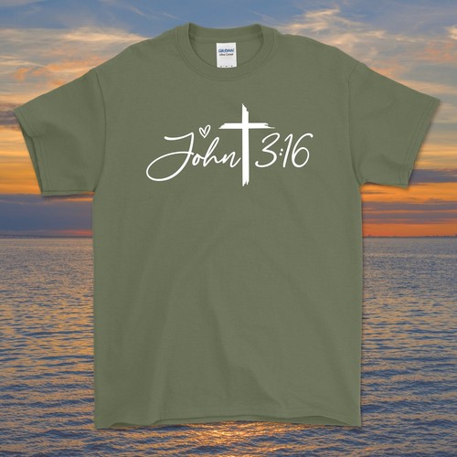 Johannes 3:16 Kreuz Grafik T-Shirt | Christliche Bibel Gott Psalm Evangelium - Bild 4 von 7