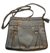 New Direction Crossbody Purse Adjustable Strap Zipper Closure Pockets Gray Metal