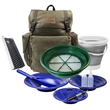ASR Outdoor Gold Panning Backpack Kit Collapsible Bucket Prospecting Tools 13pc