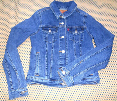 Levis Jean Jacket Womens XS Blue Red Tab Denim Button Outdoors Coat