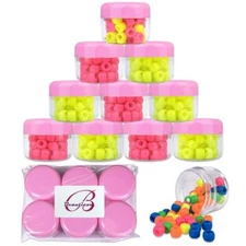 12 Pieces Beauticom 30G/30ML Clear Plastic Refillable Jars with Pink Round Lids