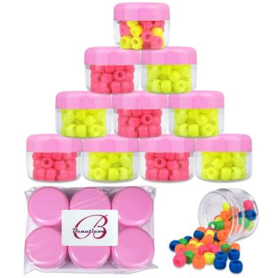 12 Pieces Beauticom 30G/30ML Clear Plastic Refillable Jars with Pink Round Lids