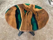 Custom Epoxy Resin Live Edge Table - Handmade Wood Furniture, Unique Design deco