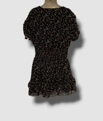 $90 Flowers By Zoe Girl's Black Short Sleeve Floral Dress Size M - Picture 2 of 3