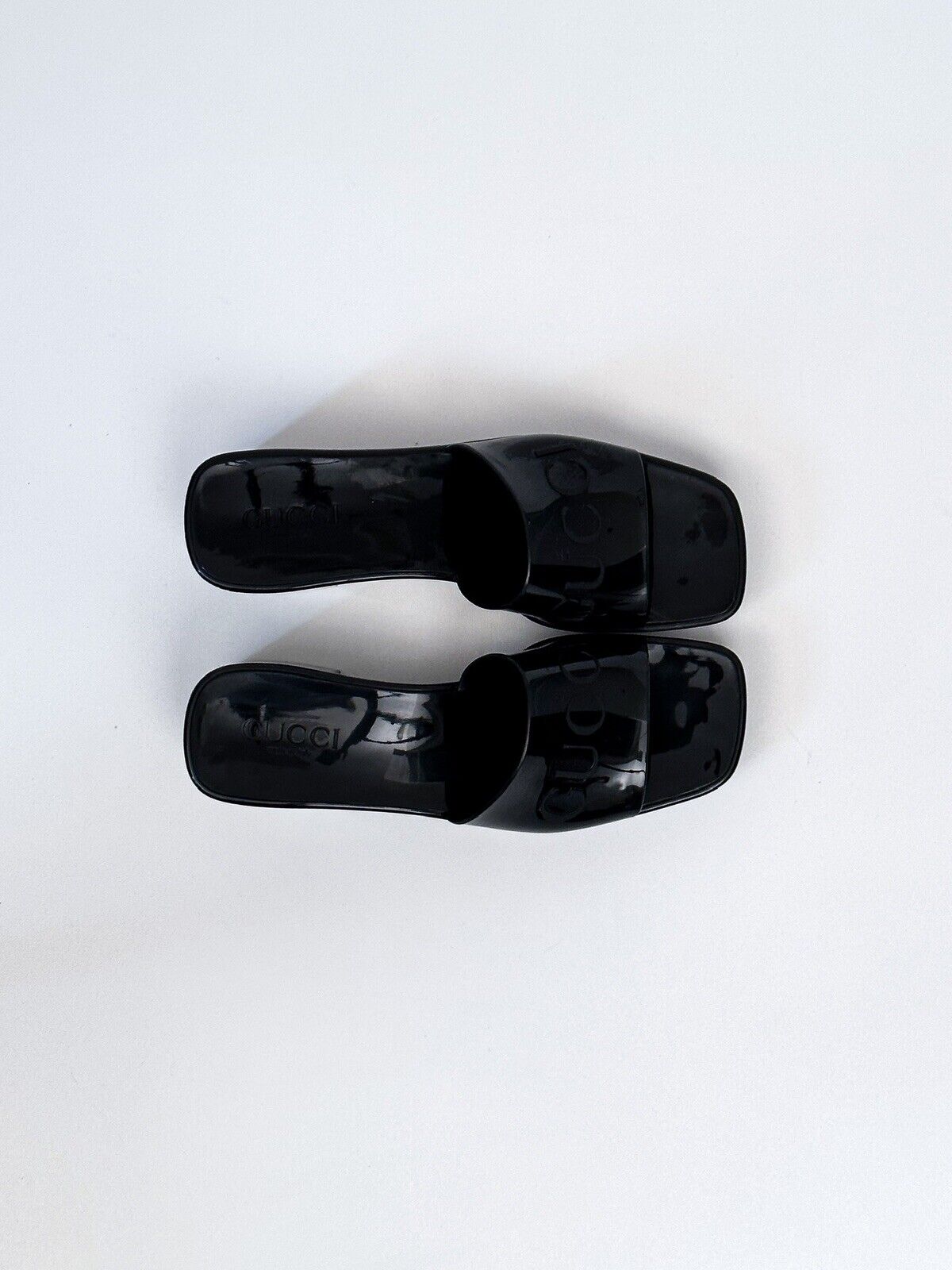 Gucci Women's Black Rubber Mule Slide Sandals, Si… - image 7