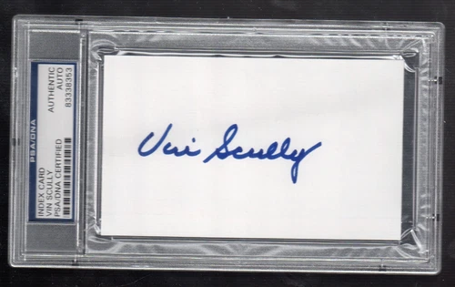 VIN SCULLY Signed Index Card - PSA/DNA Certified Authentic Autograph Slabbed - product listing photo